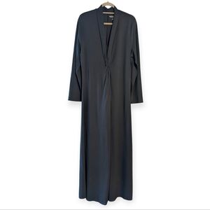 Soft Surroundings Women Black Lagia Jersey Ponte Dress Shawl Knot Detail Maxi